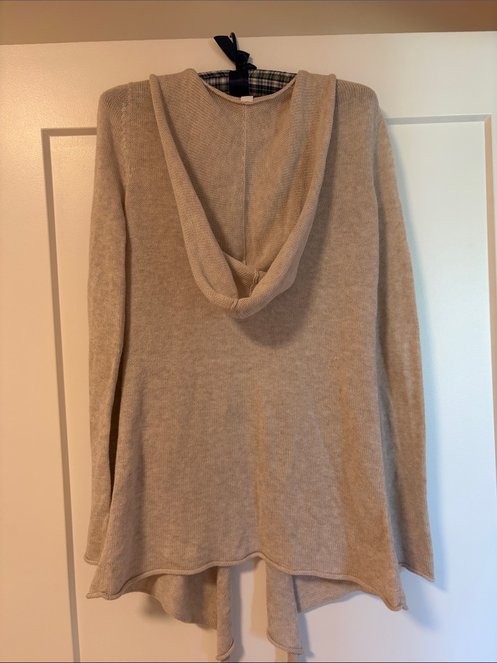 Indigenous brand neutral  Knit Hoodie long cardigan, bell sleeve sweater